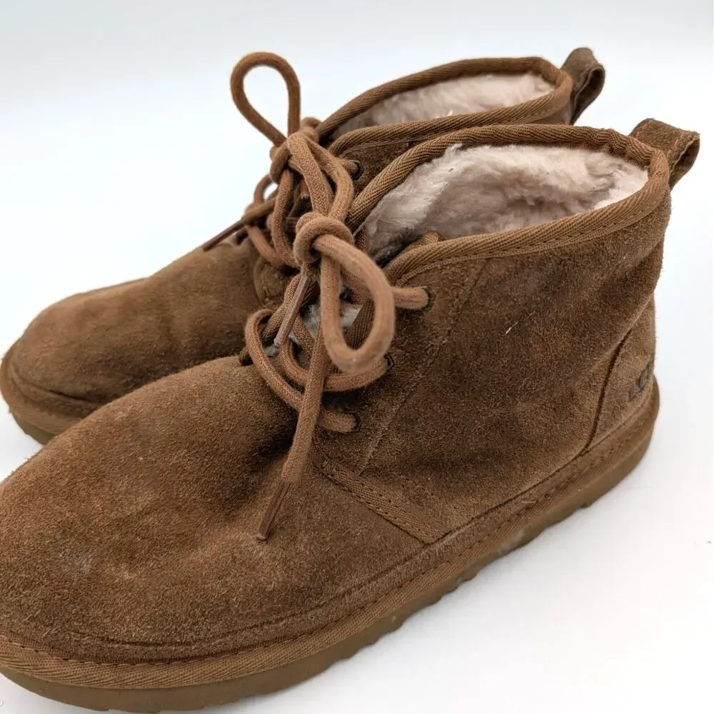 UGG Neumel II Water Resistant Chukka Boots Lace-Up Kid's Chestnut Size US5 EU37